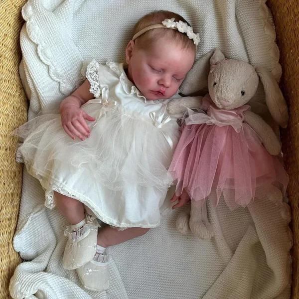 [Heartbeat💖 & Sound🔊] 17" Look Real Lifelike Mouth Open Silicone Vinyl Sleeping Reborn Baby Doll Girl Anina, with Pacifier and Bottle