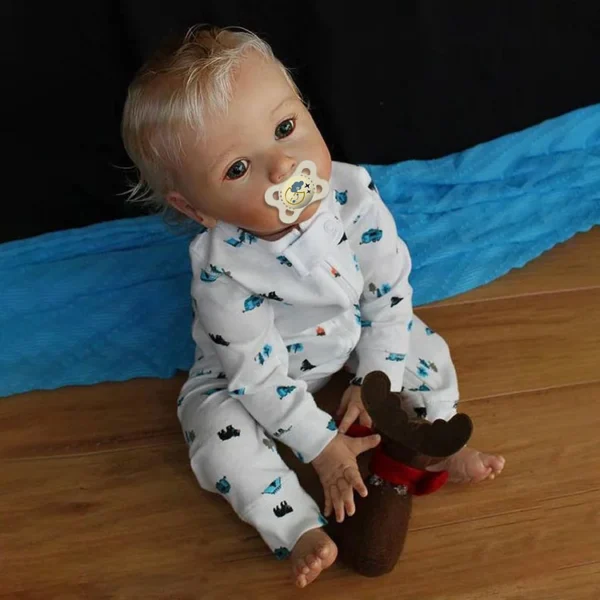 20'' Kids Reborn Lover with Blue Eyes, Lifelike Handmade Soft Touch Body, Weighted Toddler Reborn Baby Boy Fido - Image 2