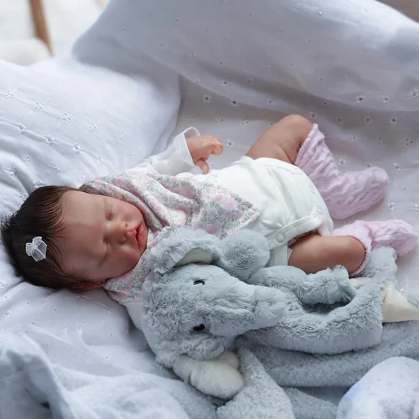 [Heartbeat💖 & Sound🔊] 17'' Real Lifelike Sleeping Girl Reborn Soft Silicone Vinyl Baby Doll Qufar