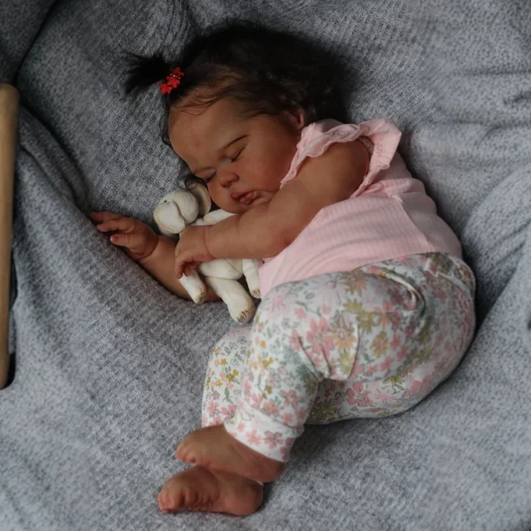 [Heartbeat & Sound] 20" Lifelike Poseable Newborn African American Dolls Kids Play Gift Reborn Baby Doll Girl Elimer - Image 2