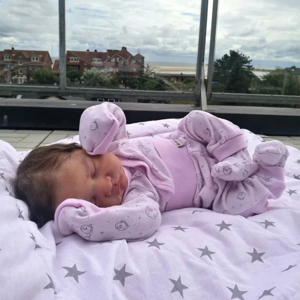 20" Newborn Lifelike Sleeping Full Body Silicone Reborn Baby Doll Girl Josephine Hand-Rooted Brown Hair