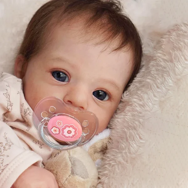 [Heartbeat💖 & Sound🔊] 18" Lifelike Reborn Baby Toddler Girl Grema Has Realistic Skin Blue Eyes and Brown Hair - Image 2