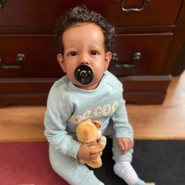 [NEW!] 20"Real Lifelike African American Body Reborn Silicone Baby Doll Gift Set with Clothes and Bottle