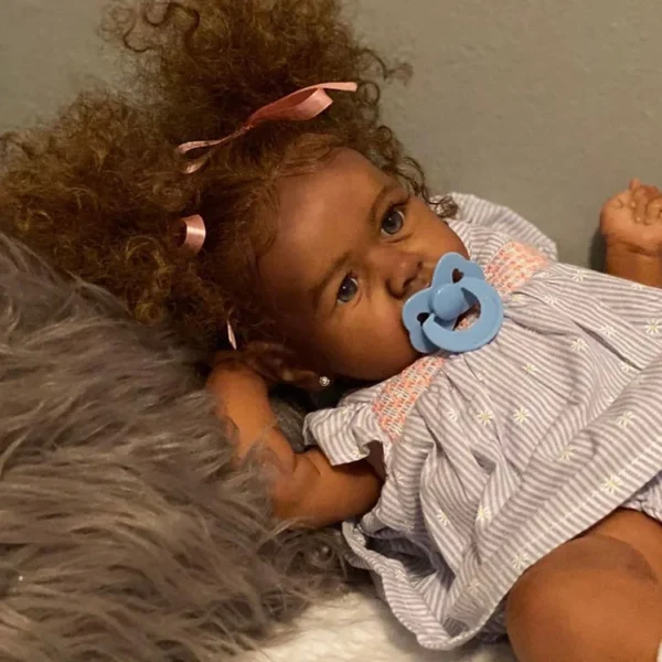 [Heartbeat💖 & Sound🔊] African American 20'' Handmade Vivienne Black Reborn Toddler Baby Doll Girl with Clothes