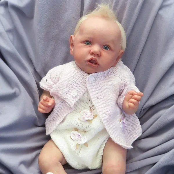 [Heartbeat💖 & Sound🔊] 20" Reborn Newborn Silicone Vinyl Body Doll Girl Ritesy with Blonde Hair,Best Gift for Children