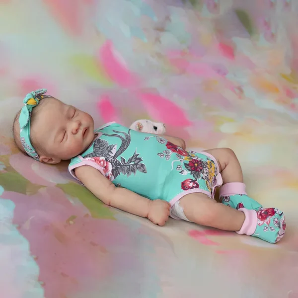 Heartbeat 💗& Coos 🔊Handmade Baby Doll Girl Mae 20'' Realistic Soft Silicone Vinyl Reborn Asleep Baby Doll Set,Gift for Kids - Image 2