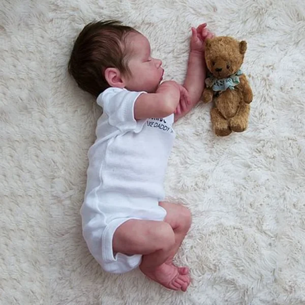 Eyes Blinking 17'' Real Lifelike Sleeping Silicone Reborn Newborn Baby Doll Girl Heida