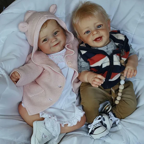 [New Series]20" Super Lovely Lifelike Handmade Cloth Smile Reborn Toddler Baby Twins Boys and Girls Wartter & Maiya