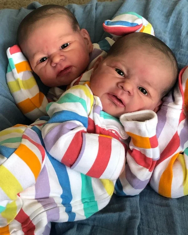 17.5" Real Lifelike Boys Soft Touch Adorably Reborn Newborn Baby Twin Doll Willis and Tim - Image 2