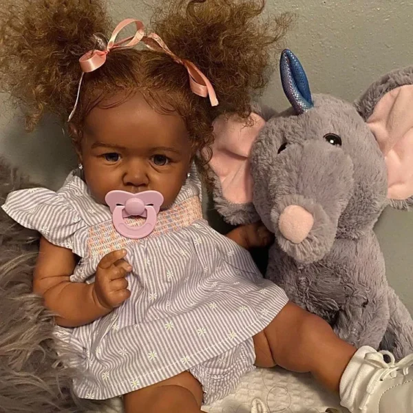 [Heartbeat💖 & Sound🔊] 20'' Handmade Vivienne Black African American Reborn Toddler Baby Doll Girl