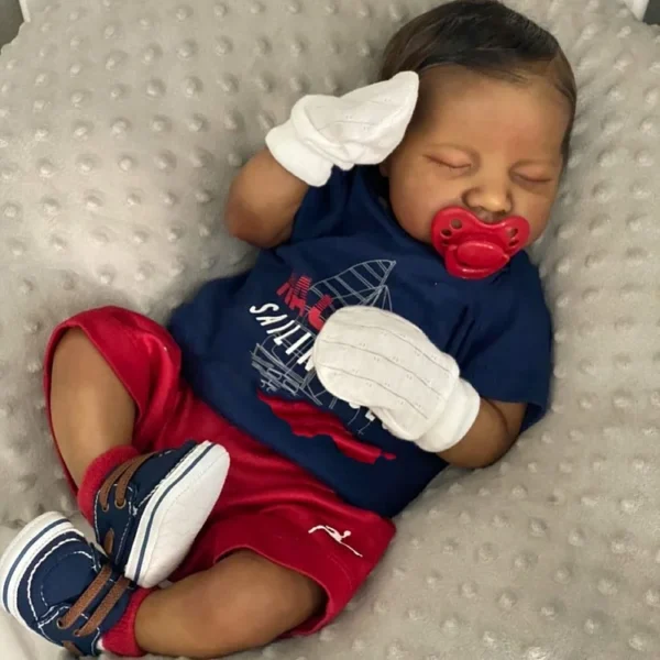 20" African American Black Reborn Baby Newborn Boy Doll Ace Sparkling New Baby Doll, Gift Set with Bottle and Pacifier