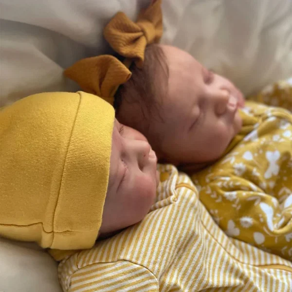20" Reborn Sleeping Newborn Twins Boy and Girl Soft Silicone Baby Dolls Named Qunsa and Asicen - Image 2