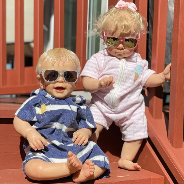20" Twins Boy Simon and Girl Silina Soft Cloth Body Reborn Toddlers Baby Doll With Blonde Hair - Image 2