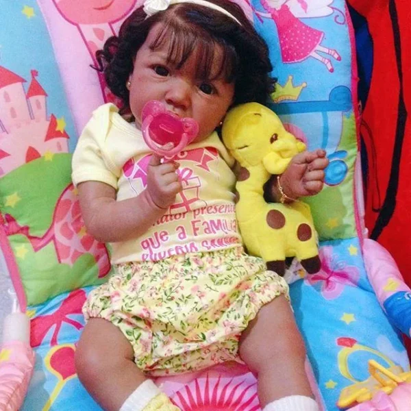 20'' Sweet Aytac Black Weighted Silicone Toddler Reborn Baby Doll Girl, Realistic Gift Lover