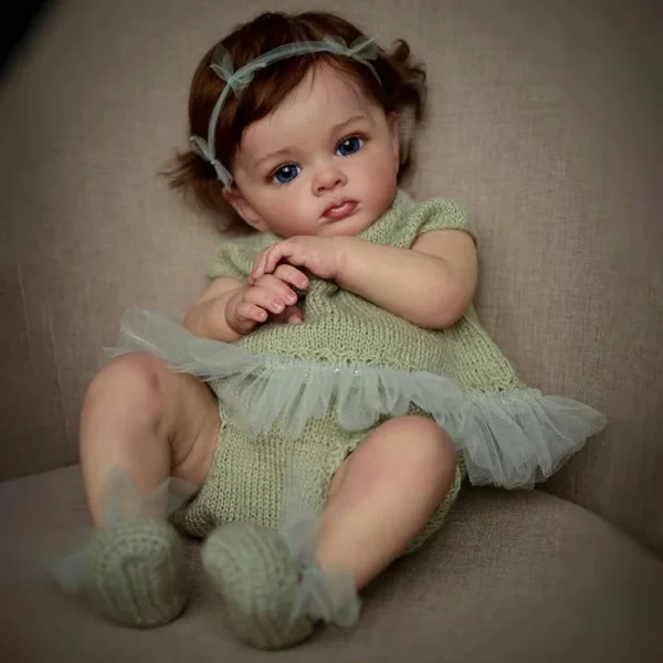 20" Lifelike Baby Dolls Truly Real Lifelike & Realistic Weighted Toddler Handmade Brown Hair Baby Sunnin - Image 2