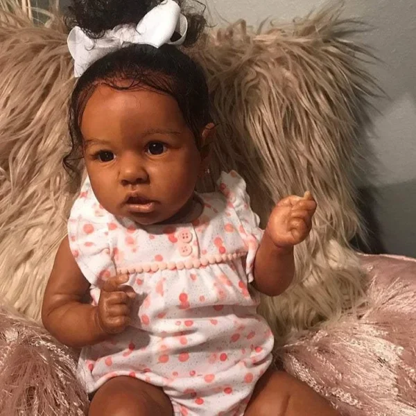 [Real Reborn Dolls] 20'' Sutton Reborn Baby Doll Girl, Lifelike Soft Black Silicone Toddler Doll Gift