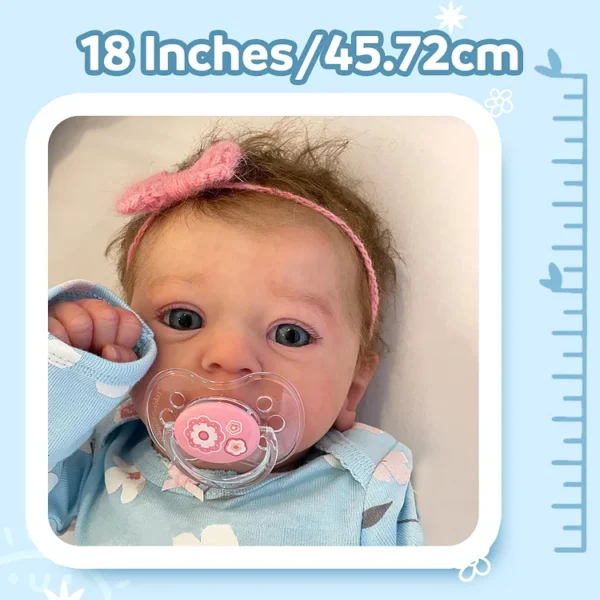 18" Real Lifelike Cute Eyes Opened Reborn Newborn Doll Girl Named Sum With Blue Eyes - Image 2