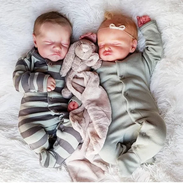 [Adorable Twins] Robin and Valery 20'' Twins Reborn Baby Doll Sister with “Heartbeat” and Coos