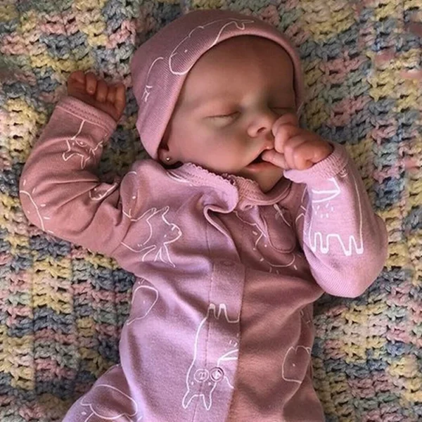 17'' Realistic Lifelike Marilla Silicone Reborn Newborn Baby Doll Girl with Hand-painted Hair Eyes Closed By Reborndollsshop®