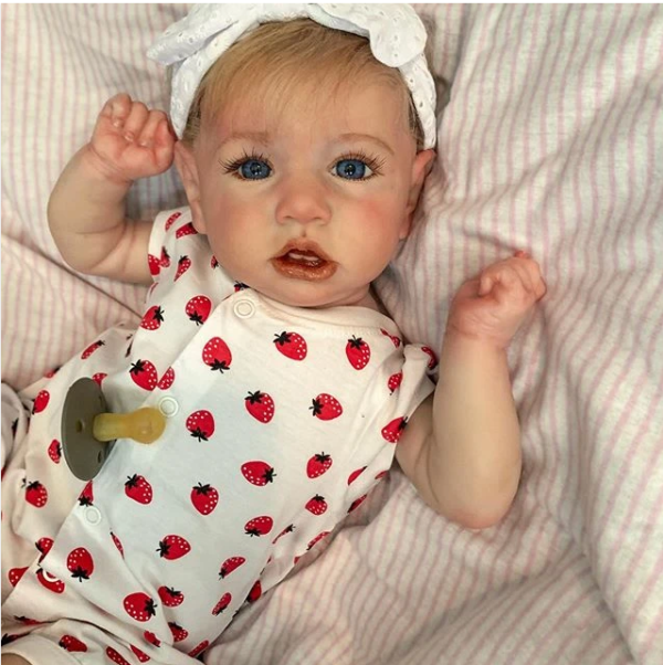 Realistic 20'' Mia Awake Reborn Toddler Silicone Open Mouth Baby Doll Girl With Rooted Hair,Best Gift for Children