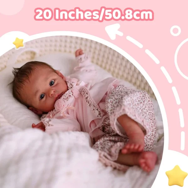 [NEW!] 17'' Eyes Opened Lifelike Handmade Reborn Newborn Baby Girl Doll With Brown Hair Unique Rebirth Doll Named Werb - Image 2