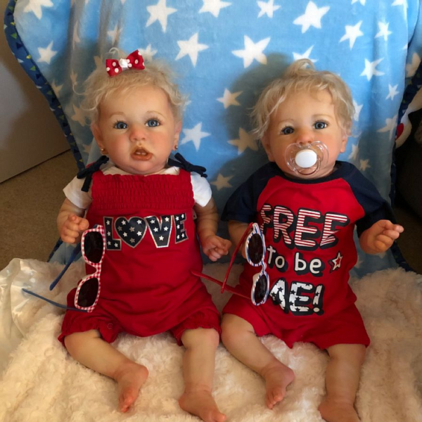 [Twins Girl and Boy]20'' Realistic Reborn Toddler Silicone Baby, Quality Realistic Handmade Newborn Dolls Tameka and Klein
