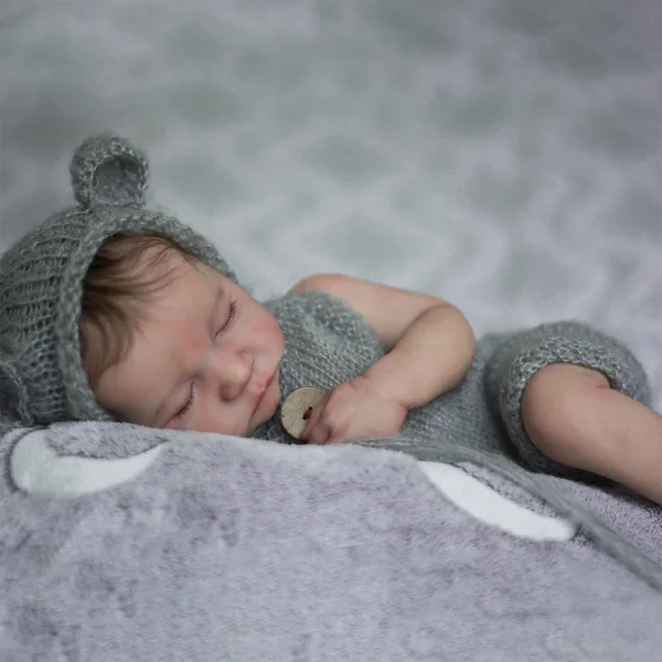 [New]20" Newborn Lifelike Sleeping Baby Doll Boy Pangde Hand-Rooted Brown Hair with Heartbeat💖 & Sound🔊 - Image 2
