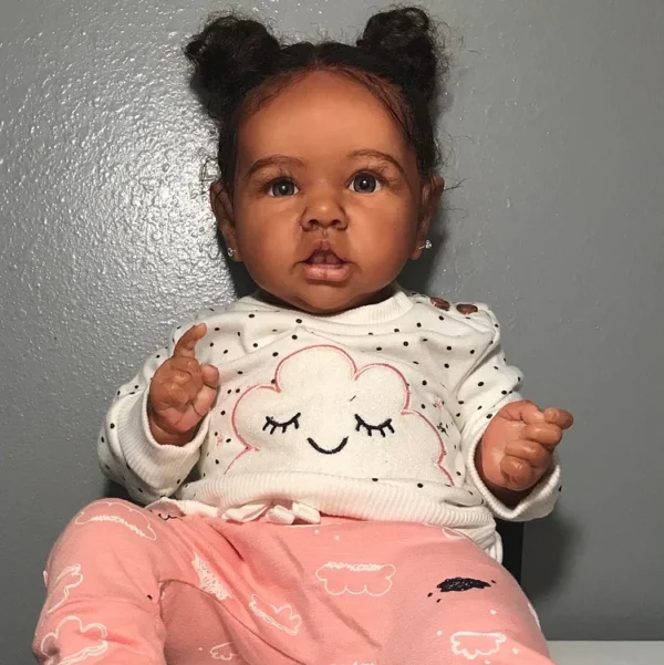 Black Reborn Girl Annie 20" Handmade Soft Weighted Body Silicone Reborn Toddlers Cute Lifelike Girl Doll